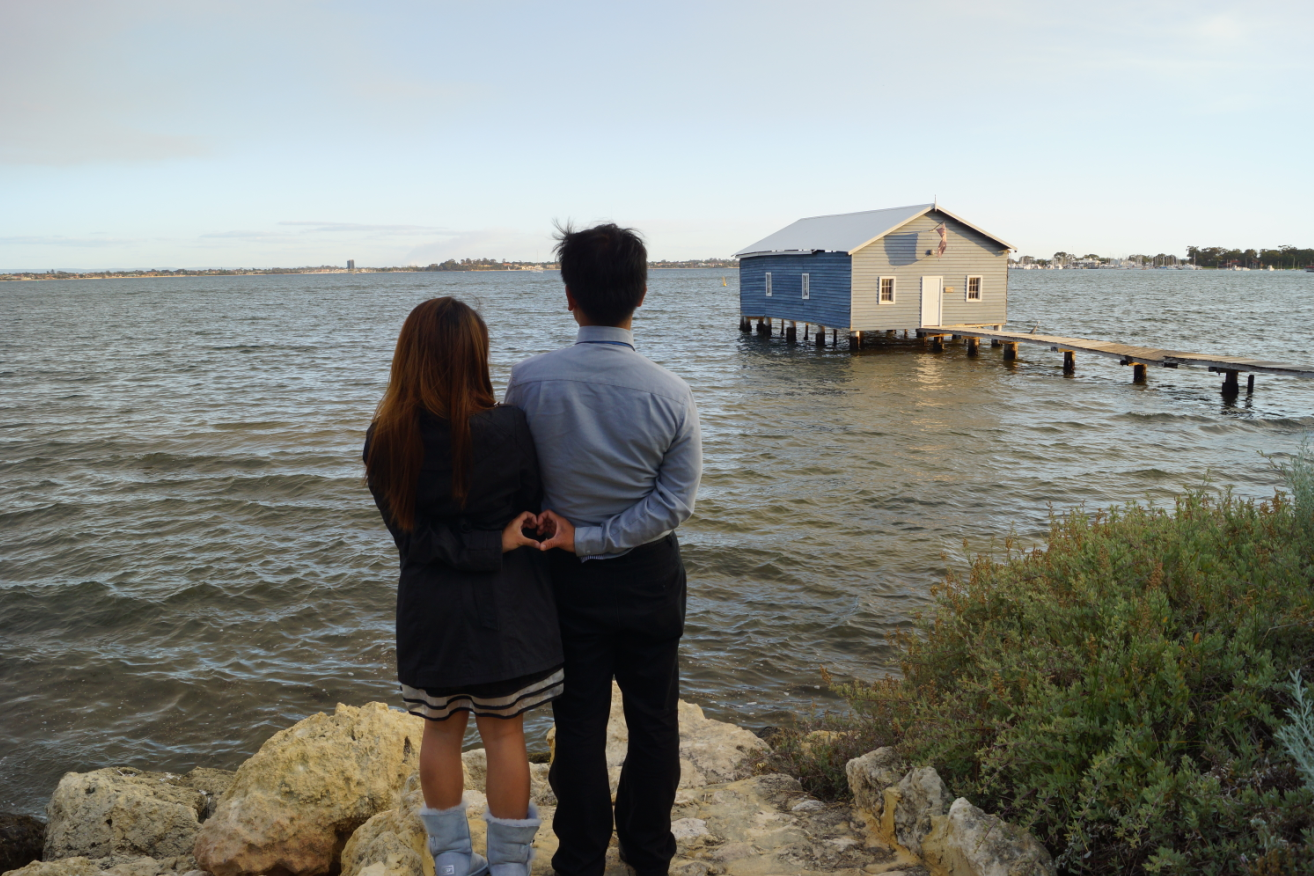 blue boat house